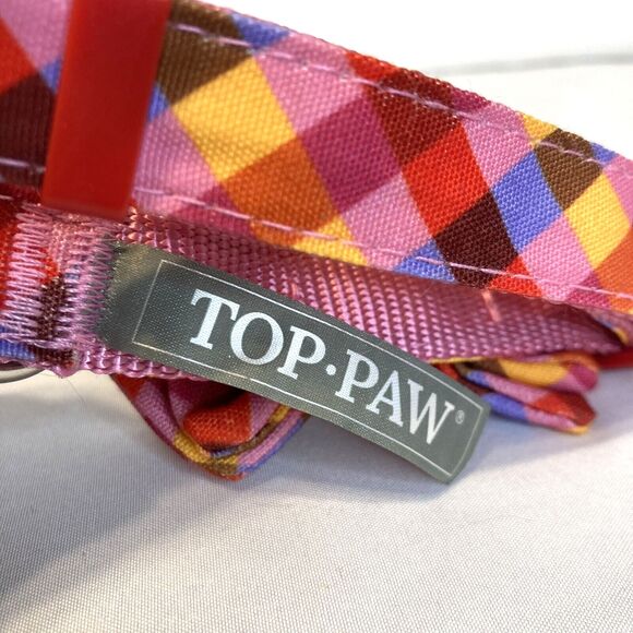 Top Paw Lovable Plaid Bowtie Collar Size Medium Multicolored Valentine Theme - Picture 5 of 10